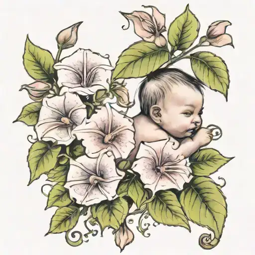 A Baby In Morning Glory Vine