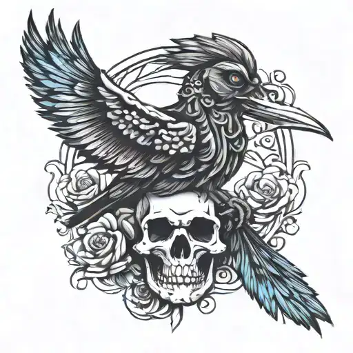 Skull Raven Perched