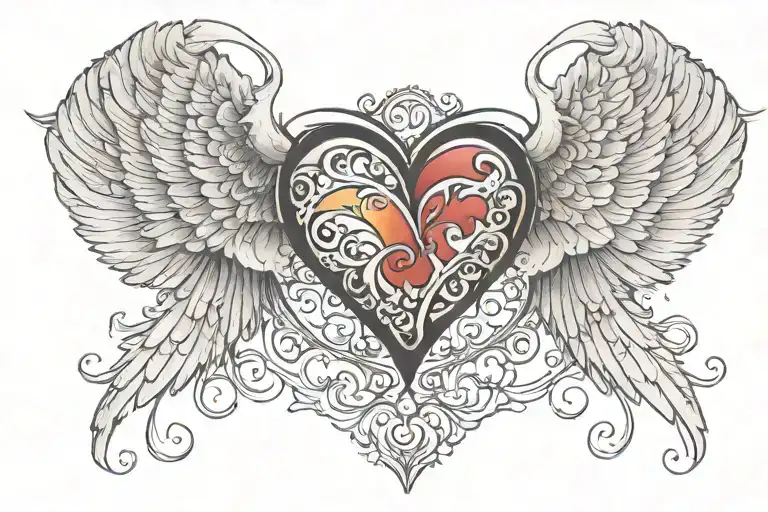 Heart And Angel Wings Spread