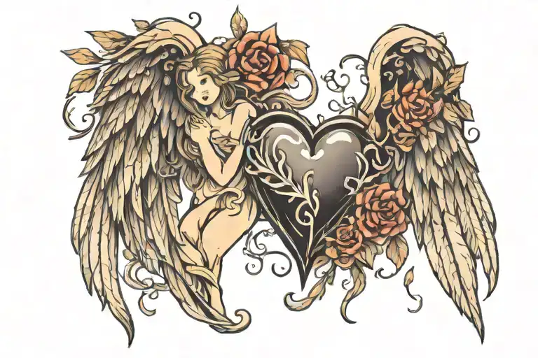 Heart And Angel Wings Wide Dark Forest