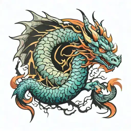 Full Arm Dragon Tattoo Design Colorful