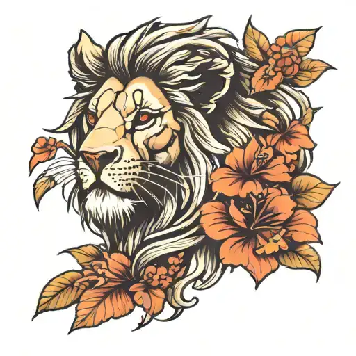 Lion With Gumamela Flower