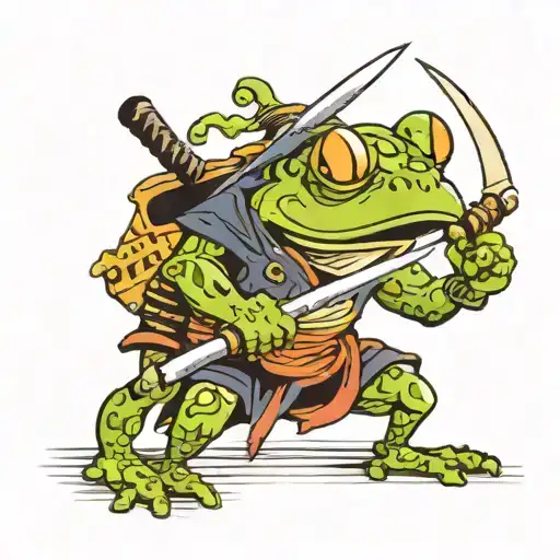 Funny Adhd Samurai Frog With Katana
