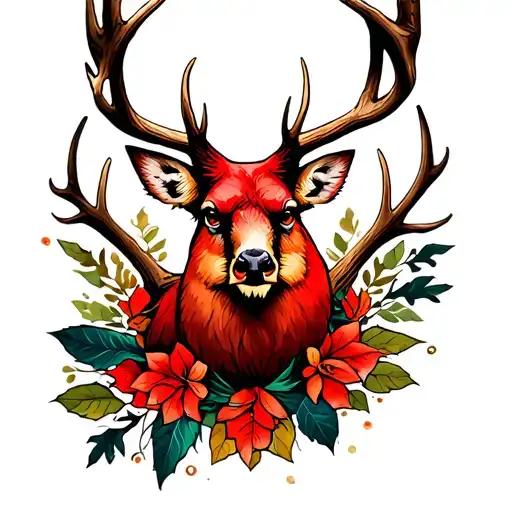 Cardinal And Deer Antlers