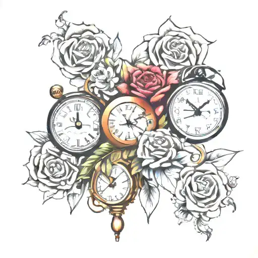Clock Poker Cards Flowers