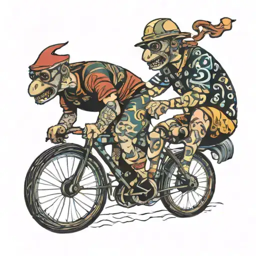 Two Funny Cyclist Riding