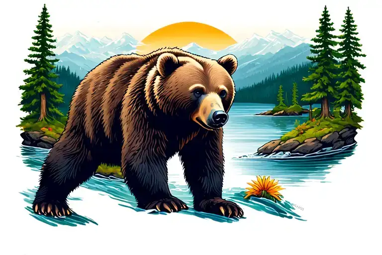 Nature Scenery With A Bear