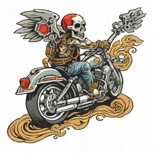 Guitar Motorcycle Skull Rock N Roll