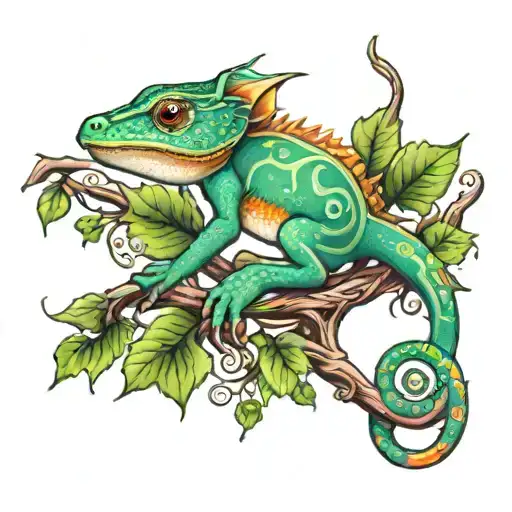 A Jackson's Cameleon On A Vine