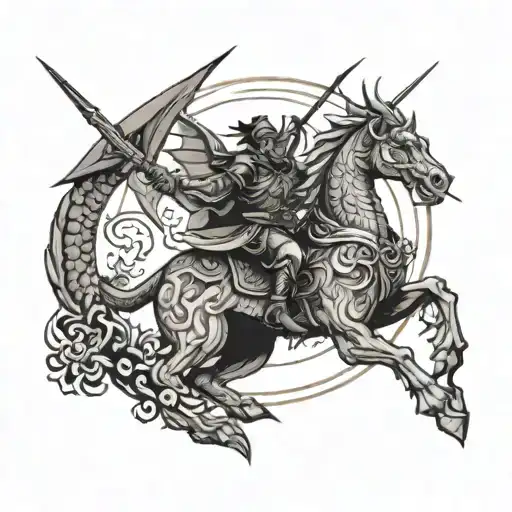 Sagittarius With Dragon Flying