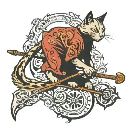 Cat With Scythe Walking Across