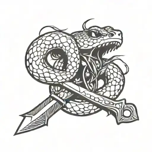 Snake And Knife Surrounded