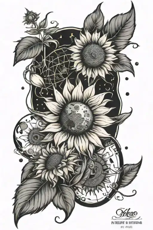 Moon Phase And Sunflower For Men