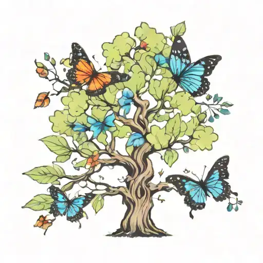 Tree With 2 Butterflies