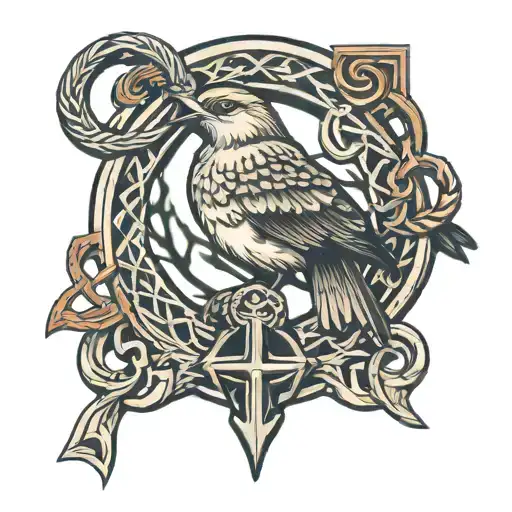 Mocking Bird & Ankh Symbol Intertwined