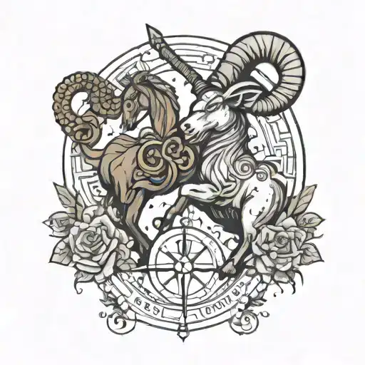 A Tattoo With The Zodiac Signs Aries And Sagittarius