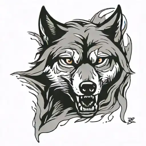 Wolf Bite Another Wolf Head