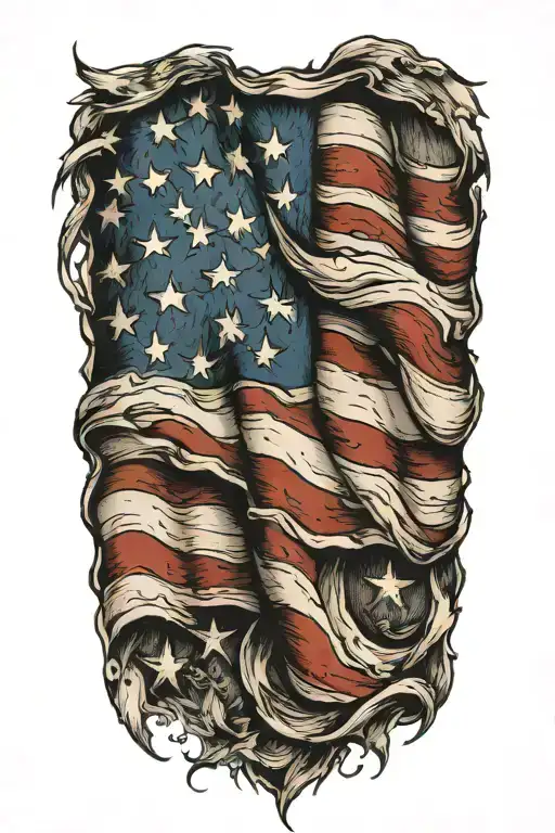 Weathered And Wind Blown American Flag