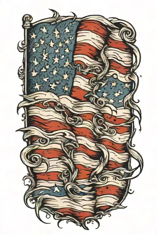 Weathered And Wind Blown American Flag