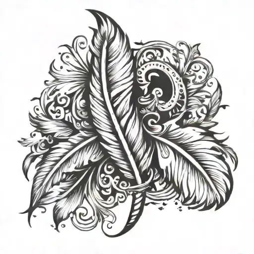 Feather With Bb Intials