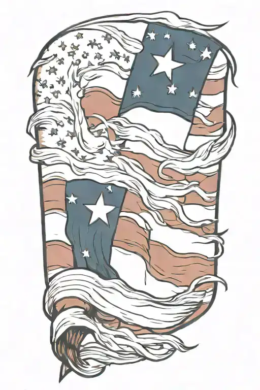 Weathered And Wind Blown American Flag