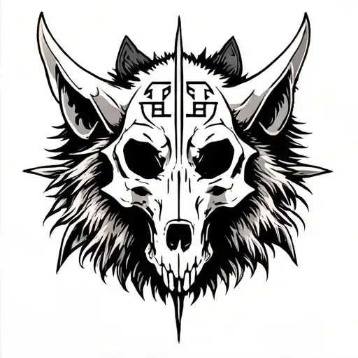 Wolf Skull Viking Runes