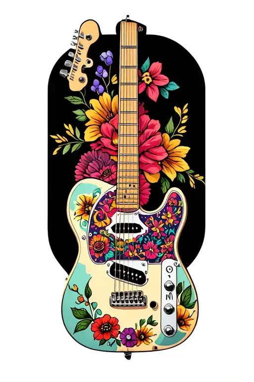 Fender Telecaster With Flowers Of The Day Of The Dead