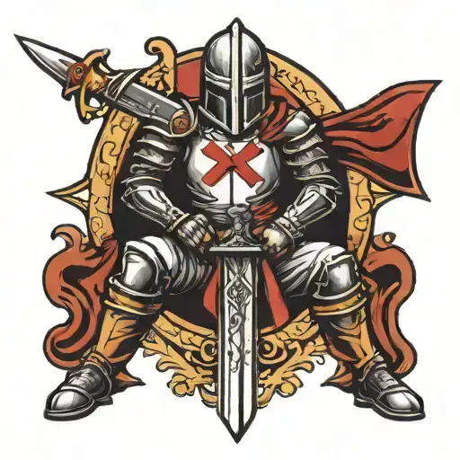 Knights Templar Knee Holding Sword