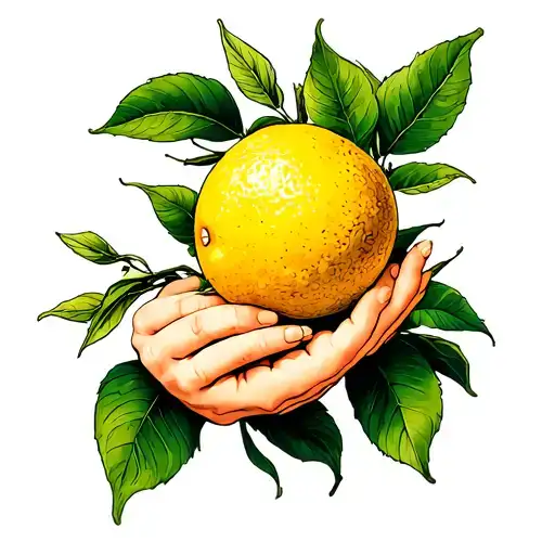 A Lemon Branch Being Held By Baby Hands
