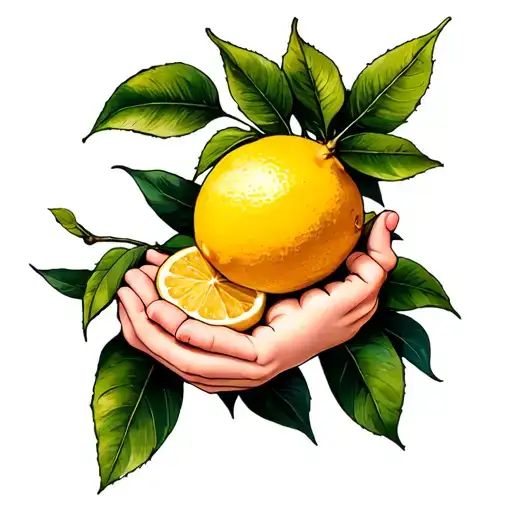 A Lemon Branch Being Held By Small Baby Hands