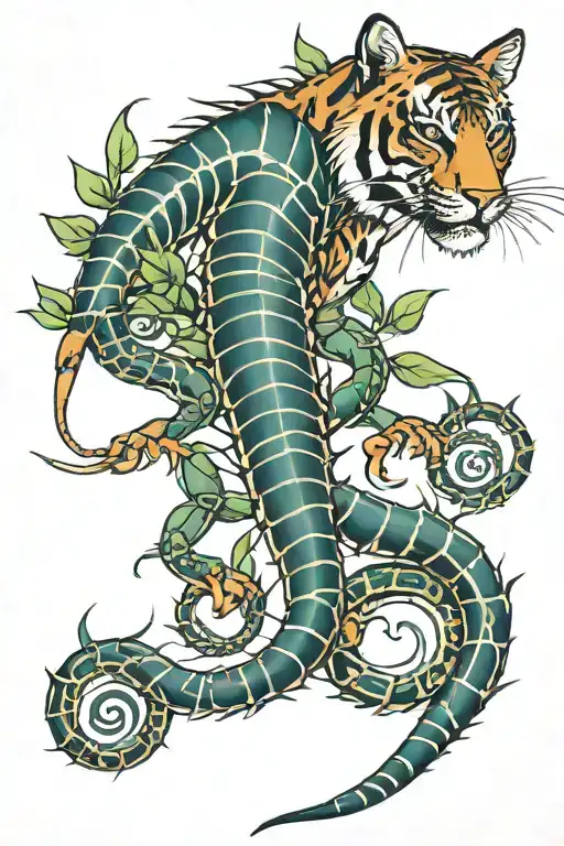 Webbed Centipede With Tiger Lilles