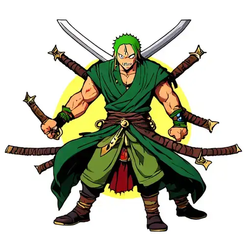 Zoro One Piece With 3 Swords