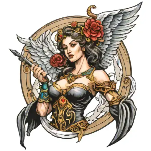 Womena Angel Worior Sward David Shield