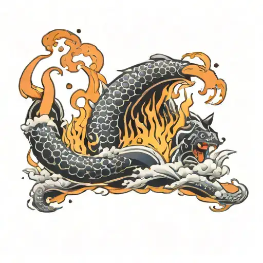 Burned In The Style Of Japan On Fire