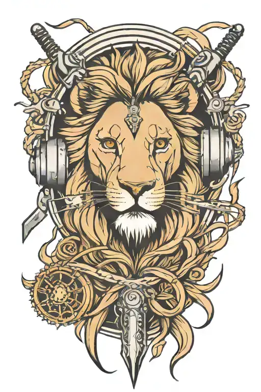 Lion Headphones Swords
