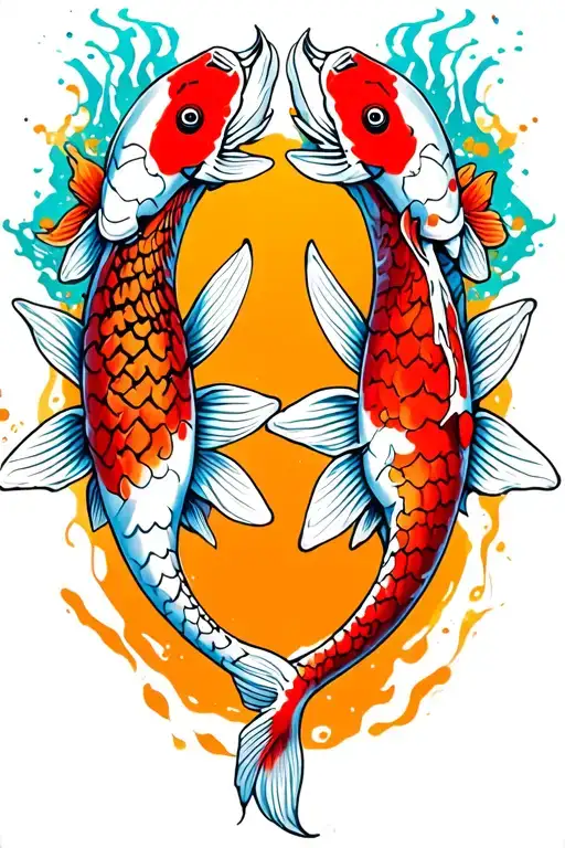 2 Koi Fish Whose Bodies Start To Rot From The Middle Of Their Bodies Towards Their Skeletal Tails