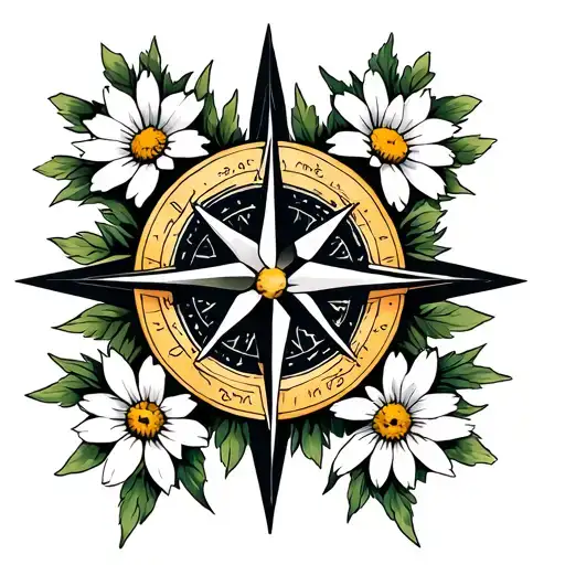 Nordic Compass Rose With Edelweiss