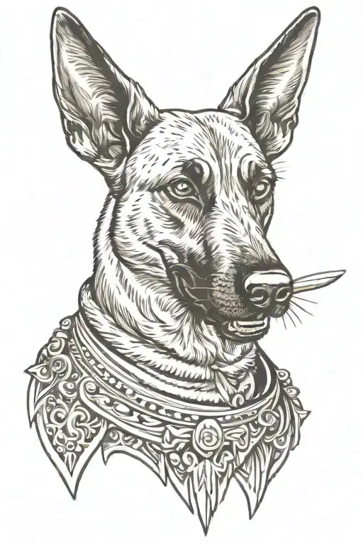 Belgian Malinois With Traditional Dagger In Mouth