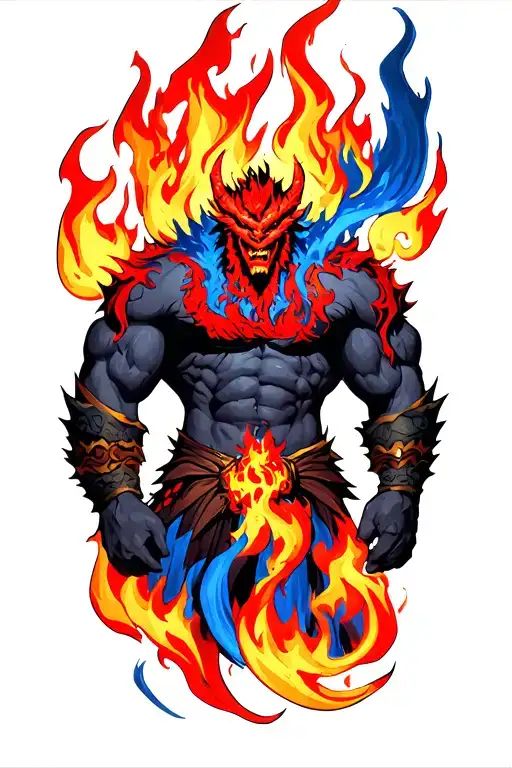 Balrog With Red And Blue Fire