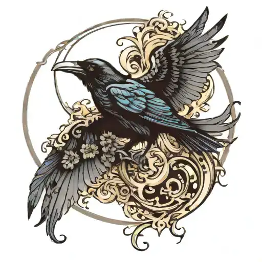 Cresent Moon Turning Into Ravens