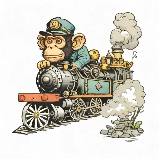 Monkey Driving Locomotive Steam Train