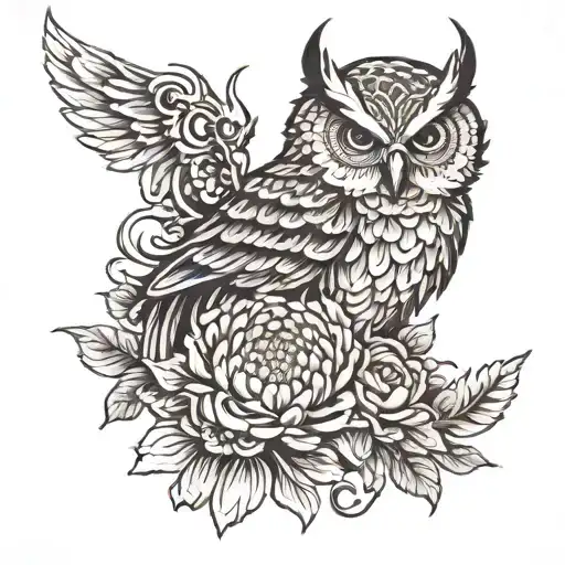 Chrysanthemum Flower With Owl On It