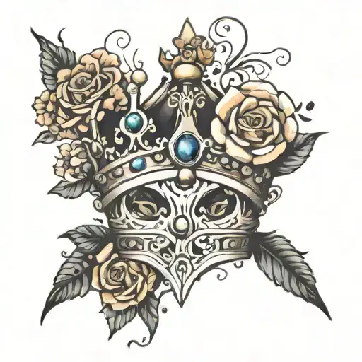 Crown And Flowers Surrounding