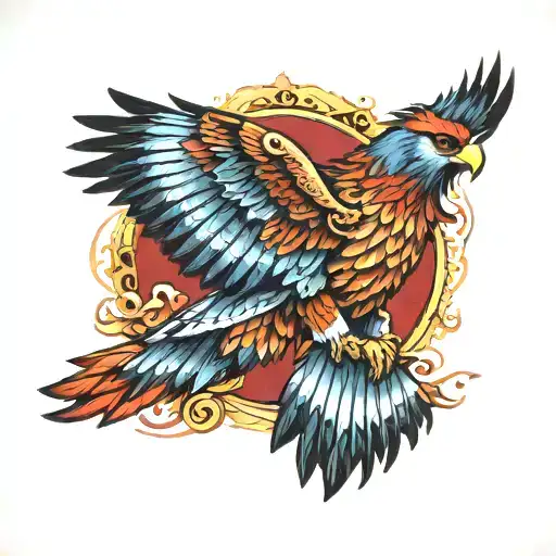 Traditional Style Red Tail Hawk With Intricate Feather Details