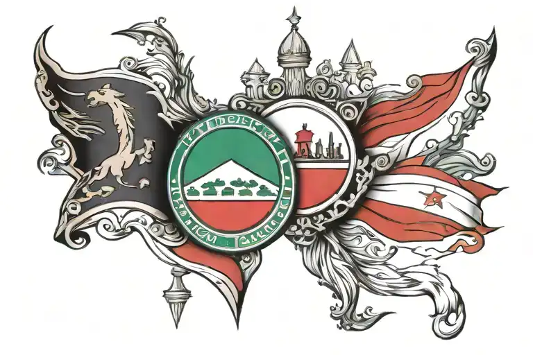 Jordanian Flag With Chicago Flag Intertwined