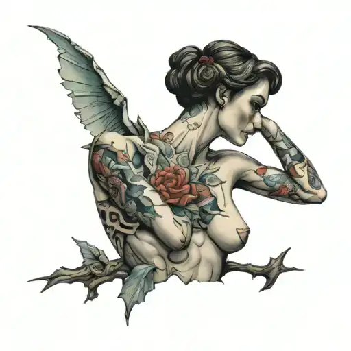 Woman Statue Cracked And Broken