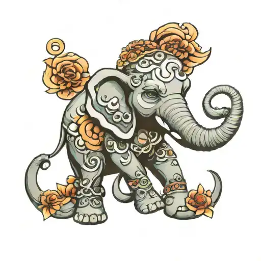 Zodiac Sign Cancer Crossed With Elephant Tattoo Design