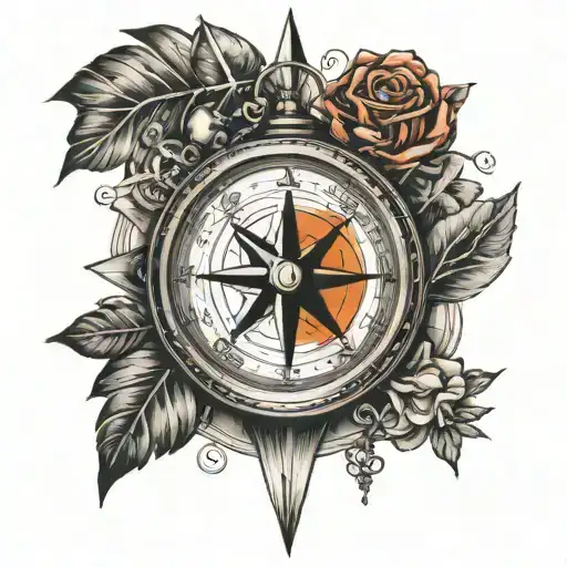 Compass And Roman Numerals Surrounded
