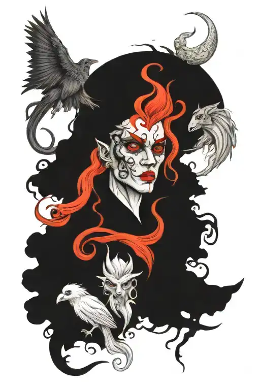 4 Good And Evil Magical Creatures In 1 Tattoo Design