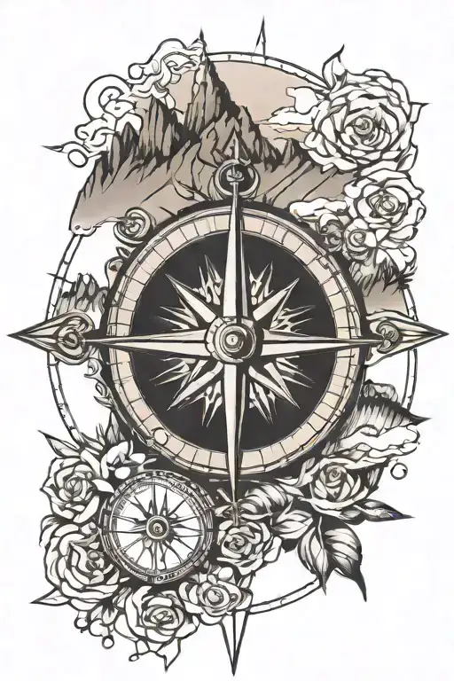 Compass And Mountains